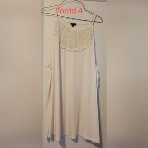 Cream Crochet Yoke Dress